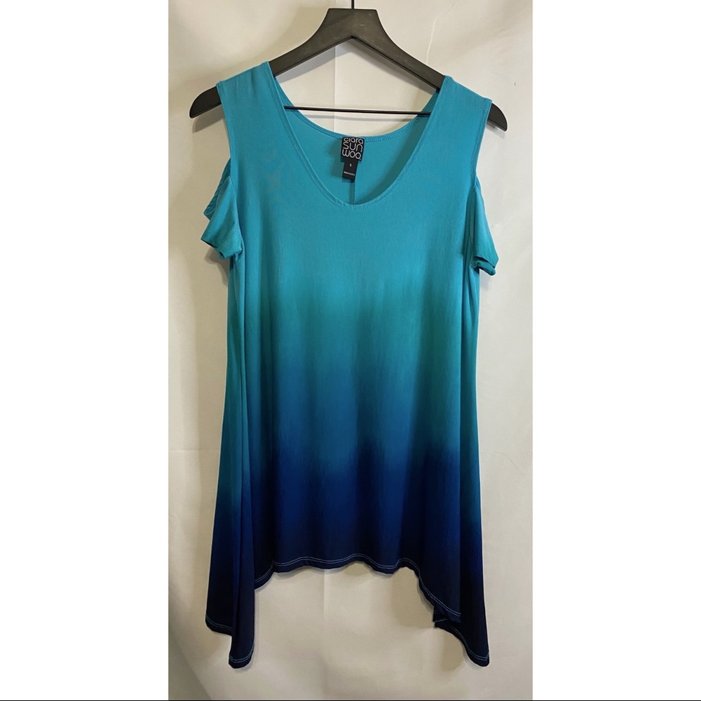 Ciara Sun Woo Cold Shoulder Ombré Tunic Top Size S
